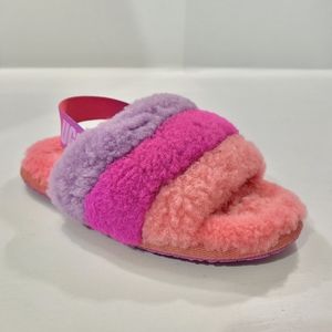 UGG FLUFF YEAH SLIDE SANDAL TODDLER KIDS SIZE 10 PINK/PURPLE